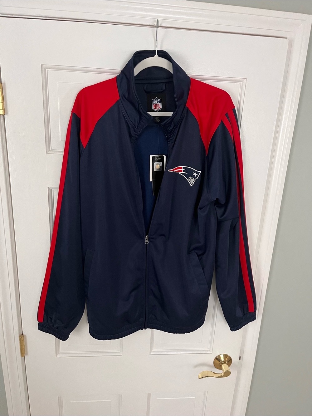 New England Patriots Navy & Red Team Jacket - NFL   Large ~ NWT